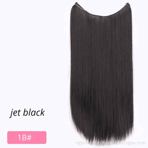 Vigorous Invisible Wire in Hair Extensions Secret Fish Line Hairpieces Long Wavy Straight Real Natural Synthetic